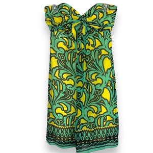 Milly New York Green & Yellow Silk Strapless Dress Size 8